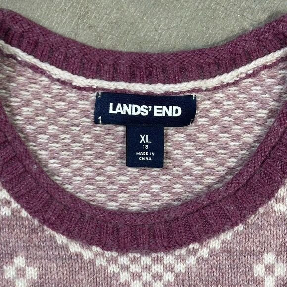 Lands End Sweater Womens Medium Cream Fair Isle Nordic Pullover Ski - Picture 4 of 9